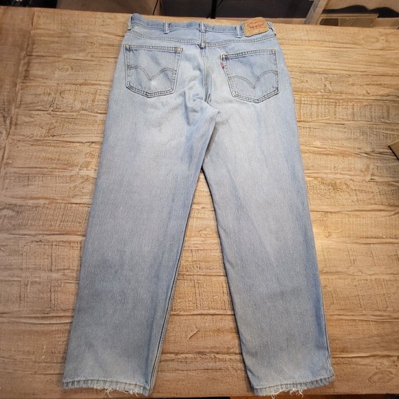Levi Strauss 550 Mens 38x29 Relaxed Fit Straight Leg Denim Jeans Blue Distressed - Picture 8 of 9